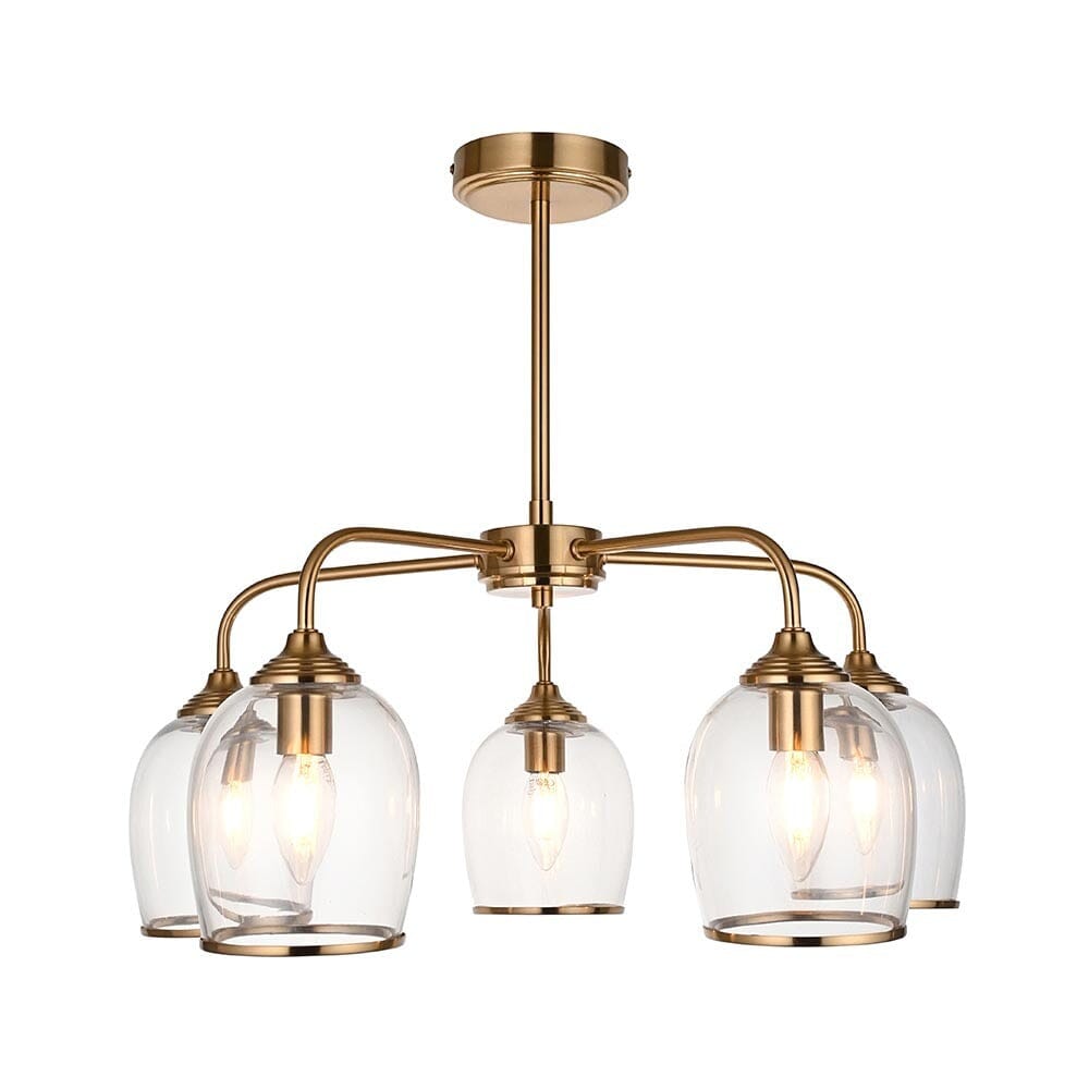 Eloise Brushed Brass 5 Light Ceiling Light Lighting
