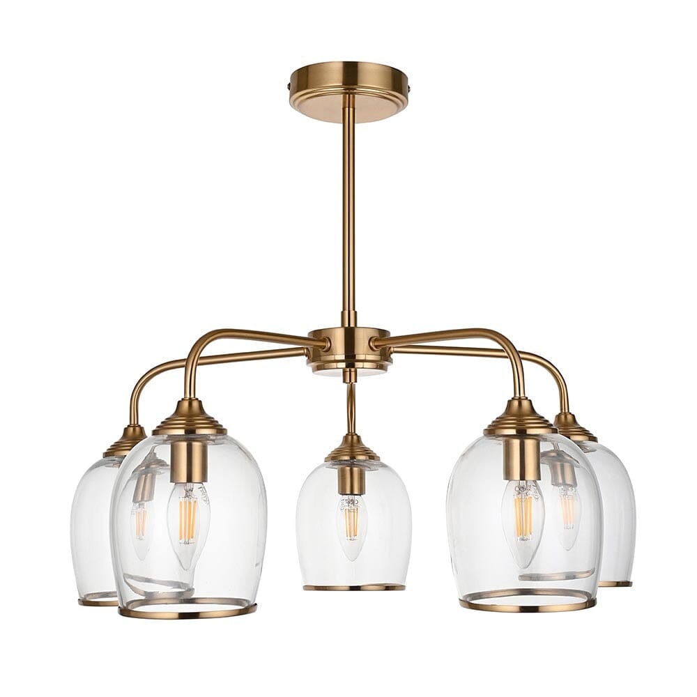 Eloise Brushed Brass 5 Light Ceiling Light Lighting