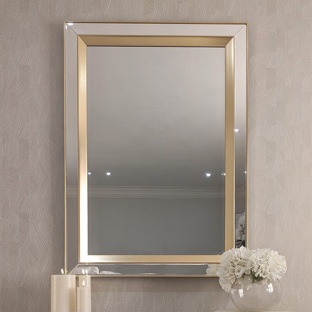 Eloise Gold Framed Rectangular Wall Mirror Accessories