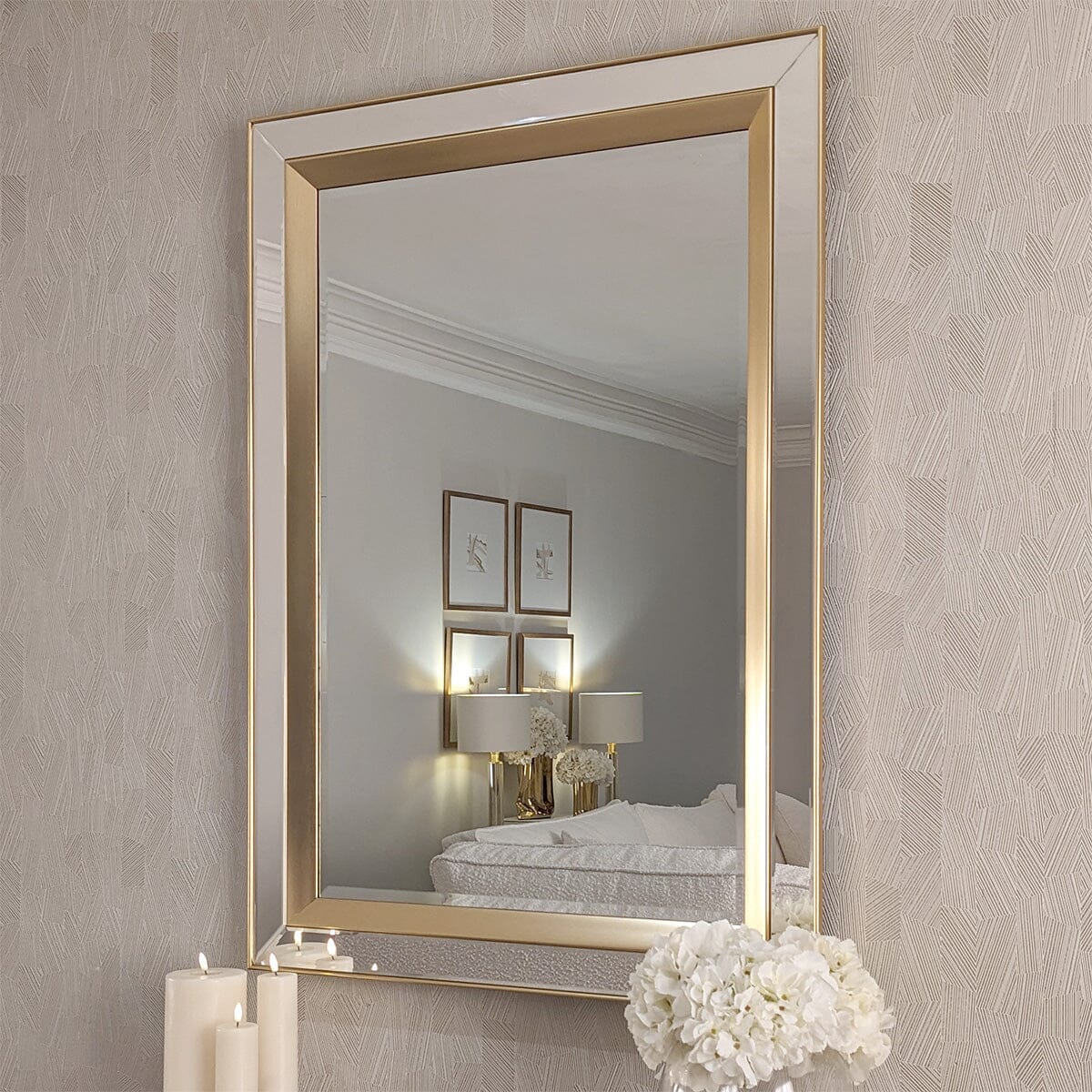 Eloise Gold Framed Rectangular Wall Mirror Accessories