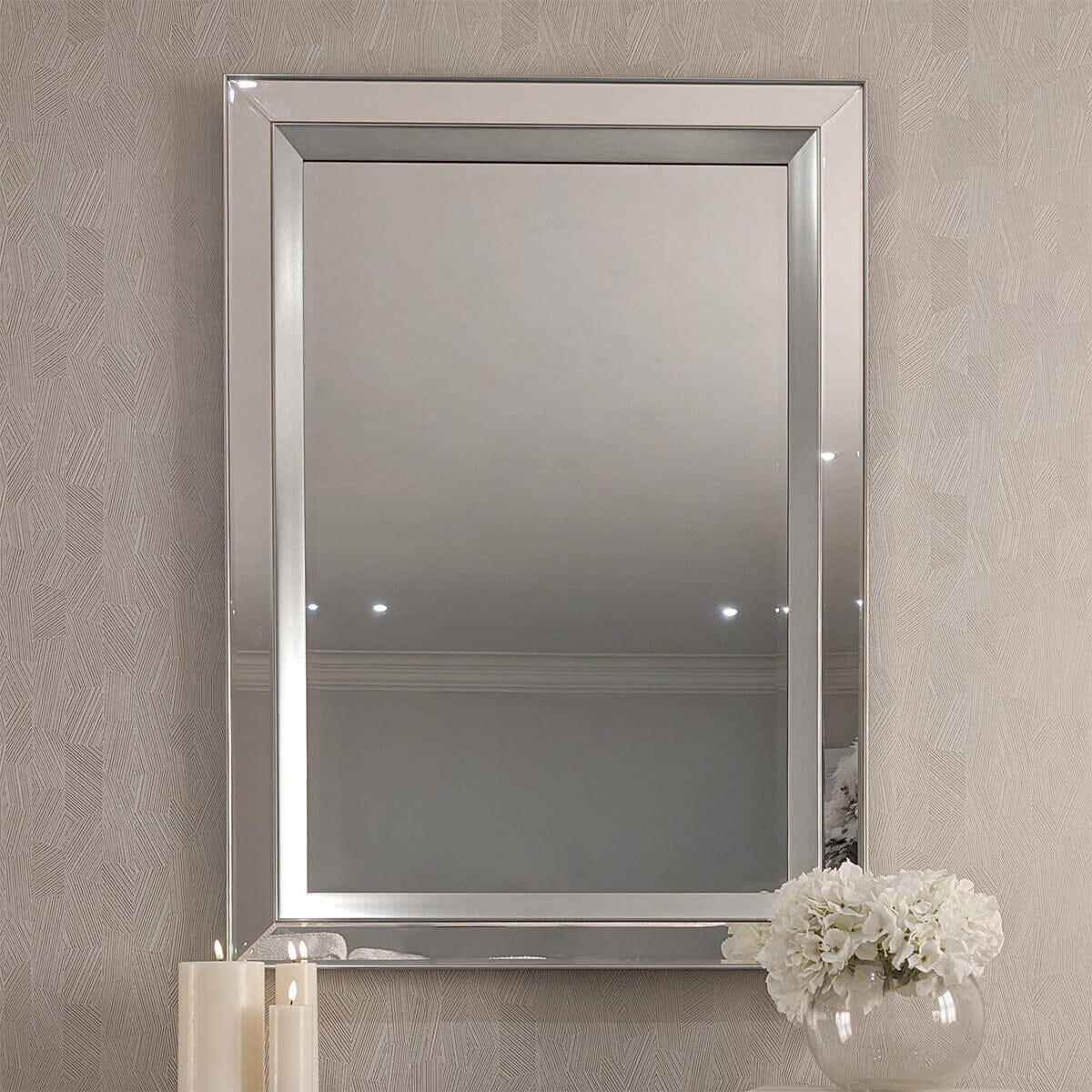 Eloise Silver Framed Rectangular Wall Mirror Accessories