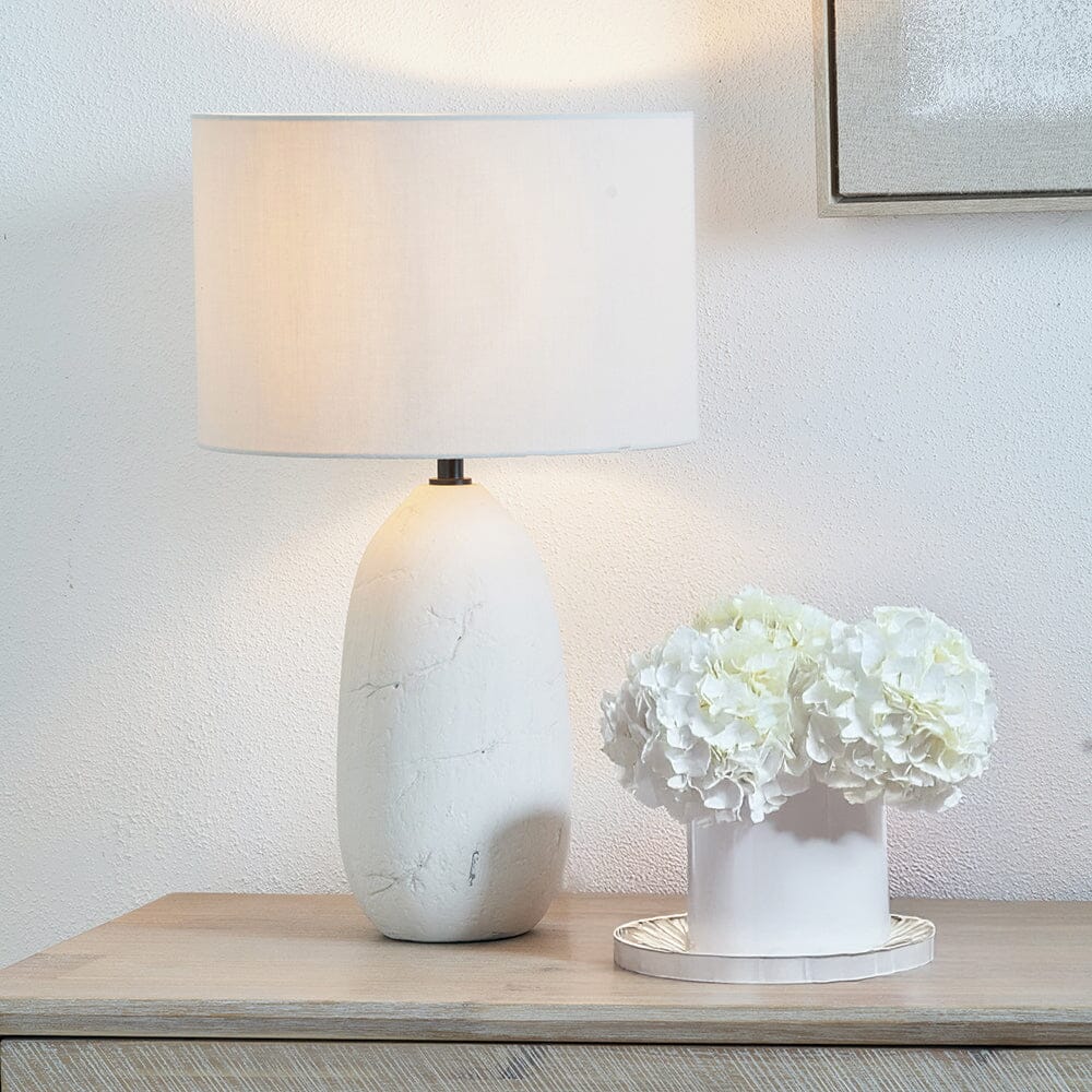 Elysian Ceramic Textured Neutral Table Lamp Lighting