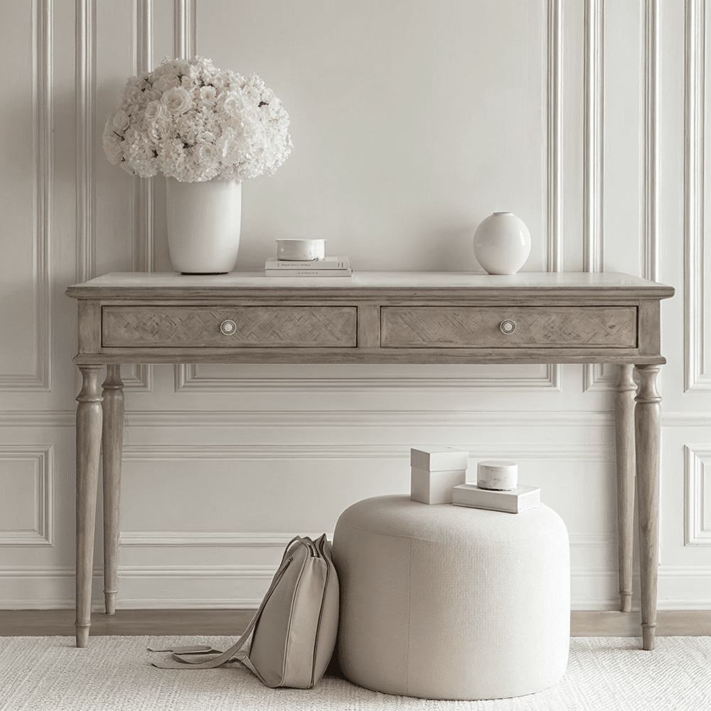 Elysium Natural Wood 2 Drawer Desk Furniture