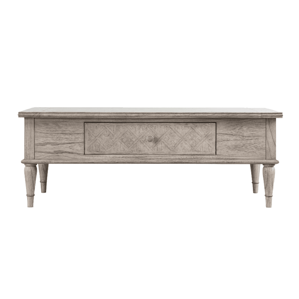 Elysium Natural Wood Push Drawer Coffee Table Furniture