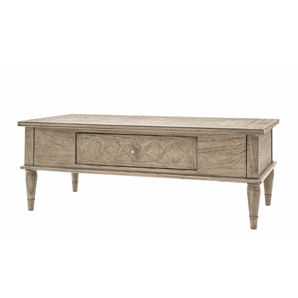 Elysium Natural Wood Push Drawer Coffee Table Furniture