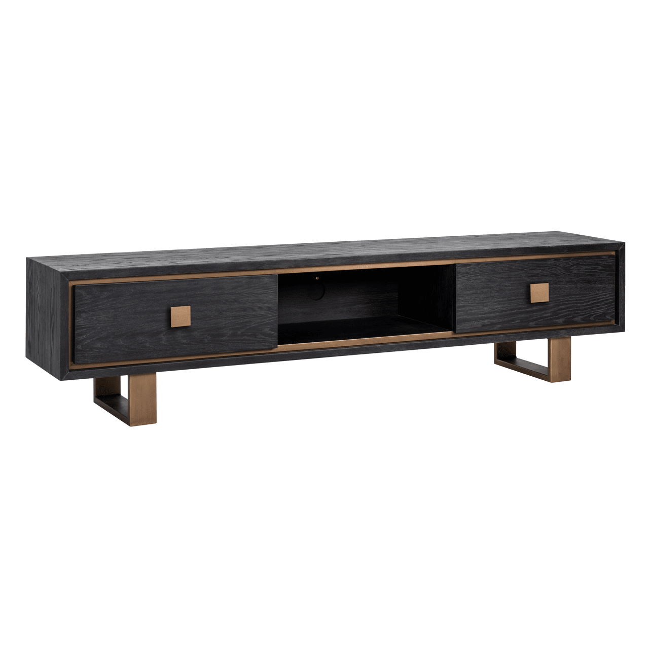 Emerisse Black Media Unit with Brass Handles Furniture