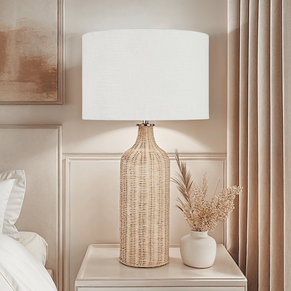 Emilia Natural Rattan Bottle Neck Table Lamp Lighting