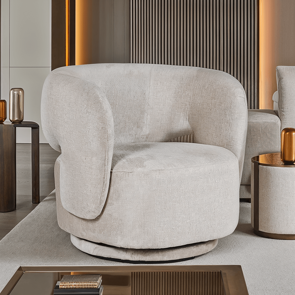 Emily Mink Luxury Upholstered Swivel Chair Furniture