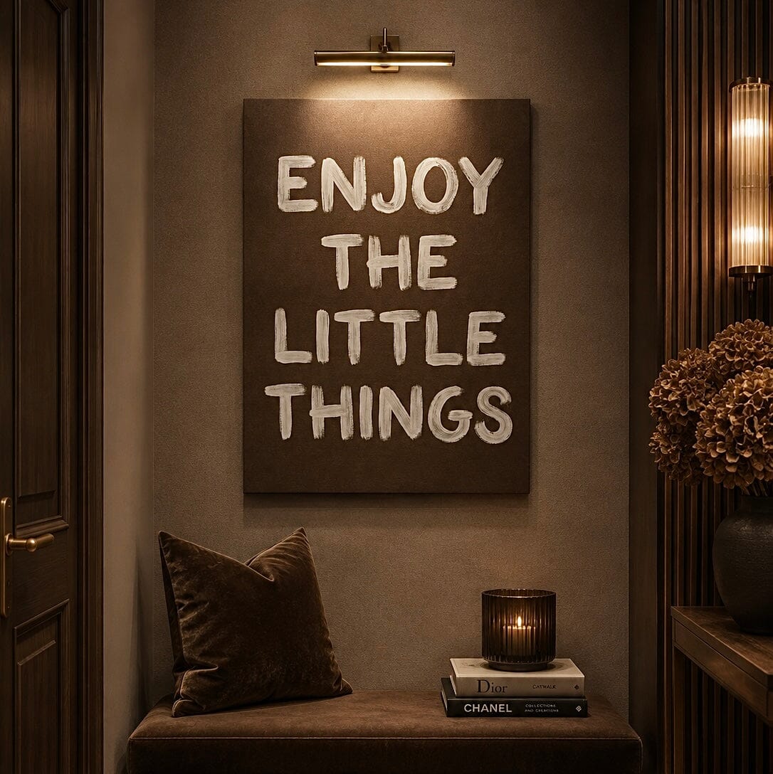 'Enjoy the Little Things' Brown Canvas Wall Art Accessories