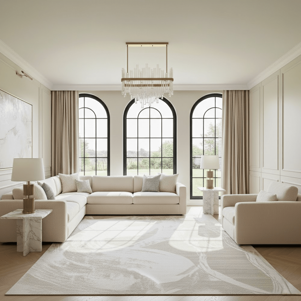 Eshane Beige Abstract Brushstroke Rug