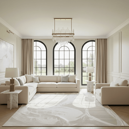 Eshane Beige Abstract Brushstroke Rug