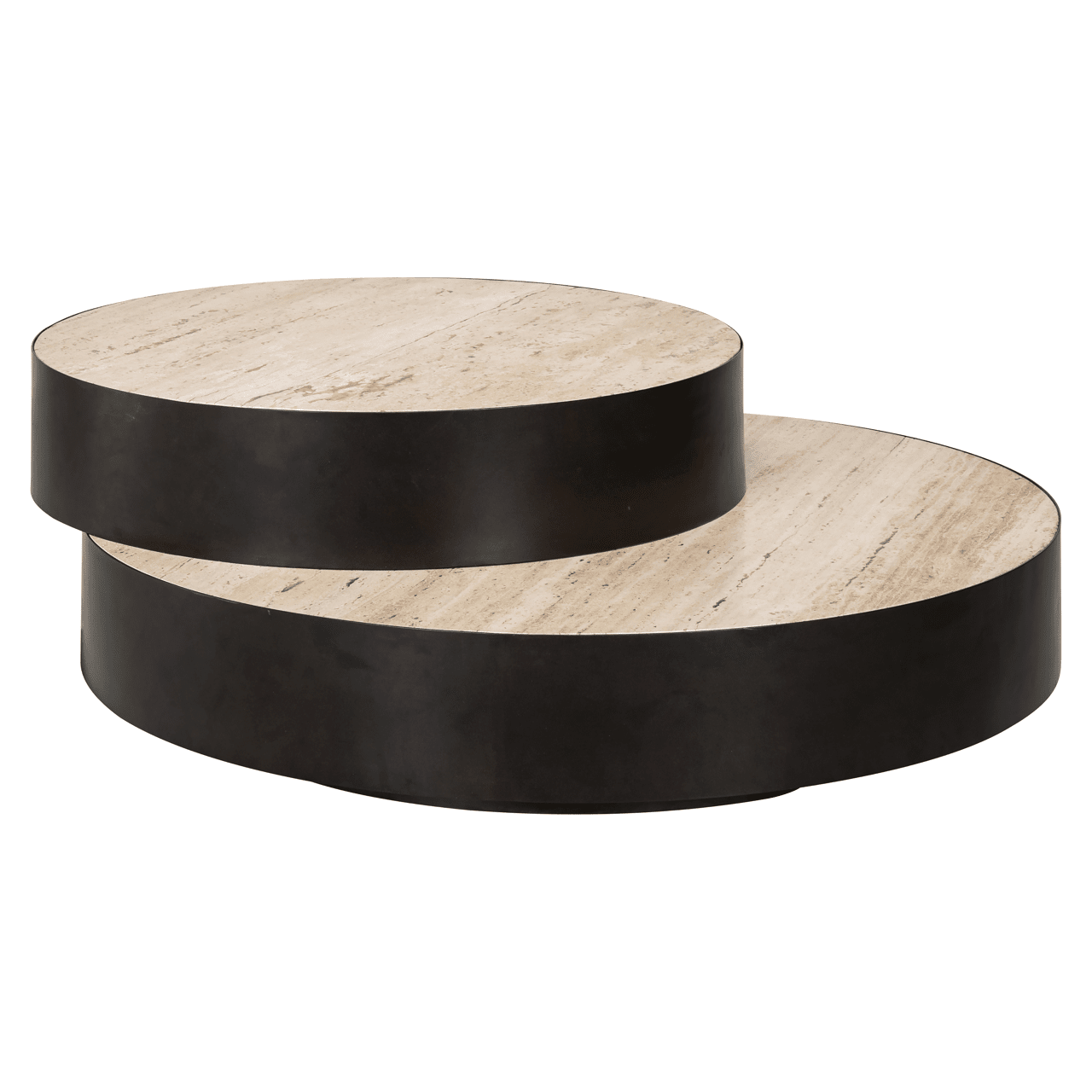 Esperanza Neutral Travertine Topped Stacked Coffee Table Furniture