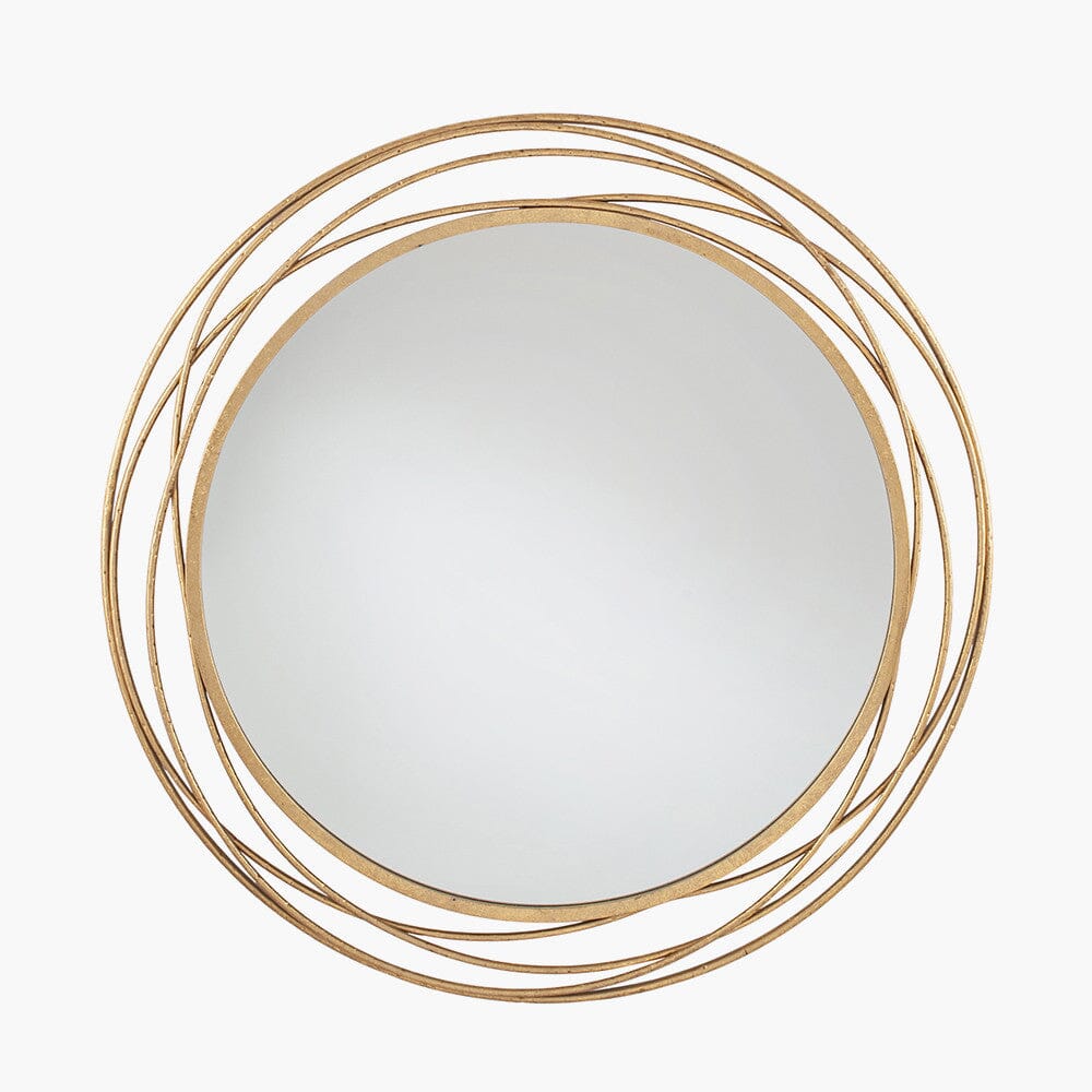 Etosha Antique Gold Metal Swirl Round Wall Mirror Accessories