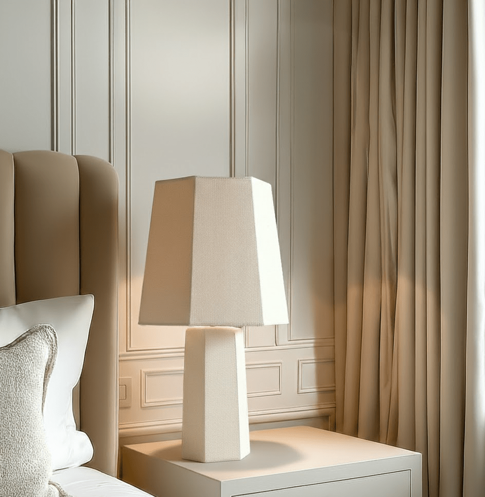 Eurelia Natural Linen Fabric Covered Lamp Lighting