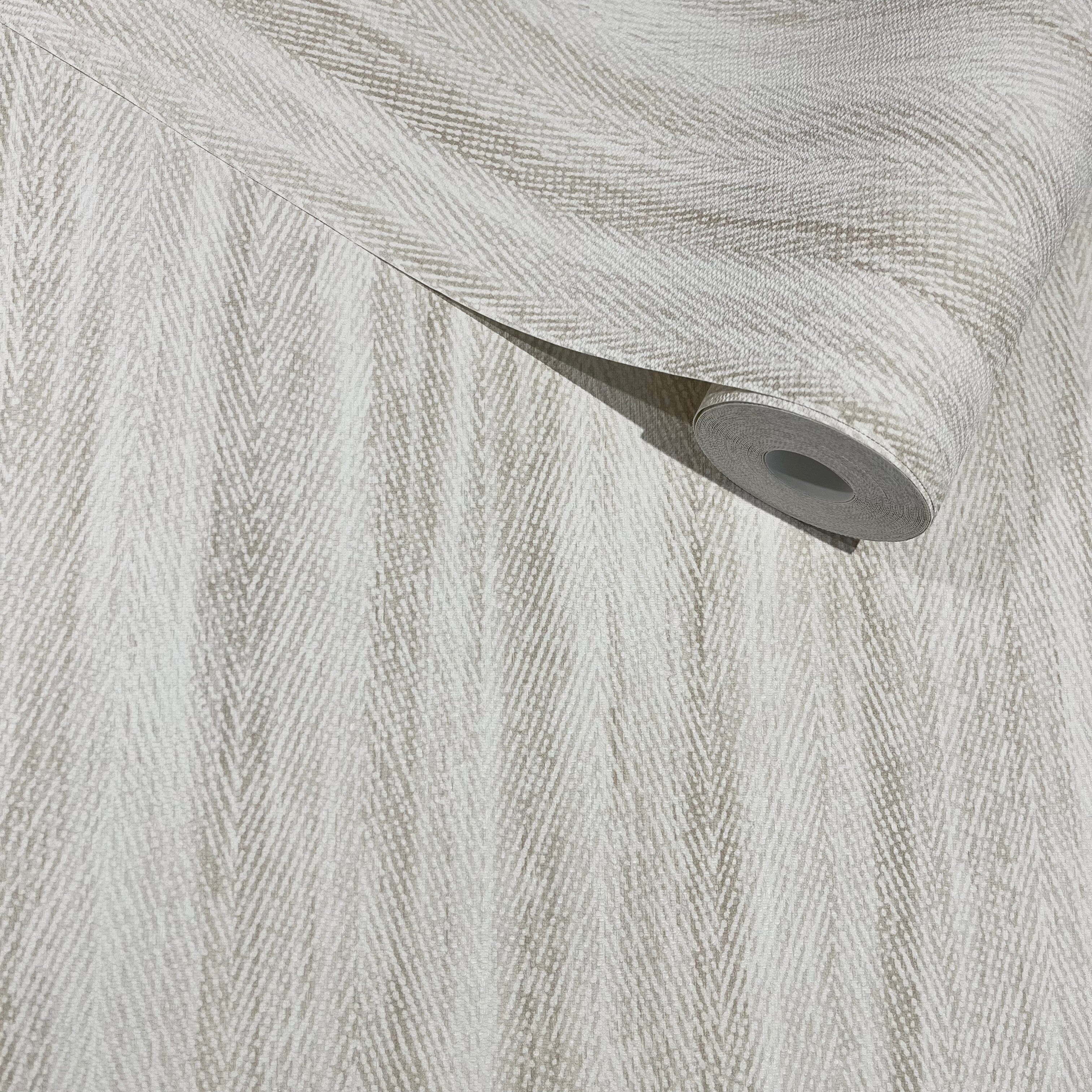 Evelyn Cream & Taupe Woven Effect Wallpaper Home Improvement