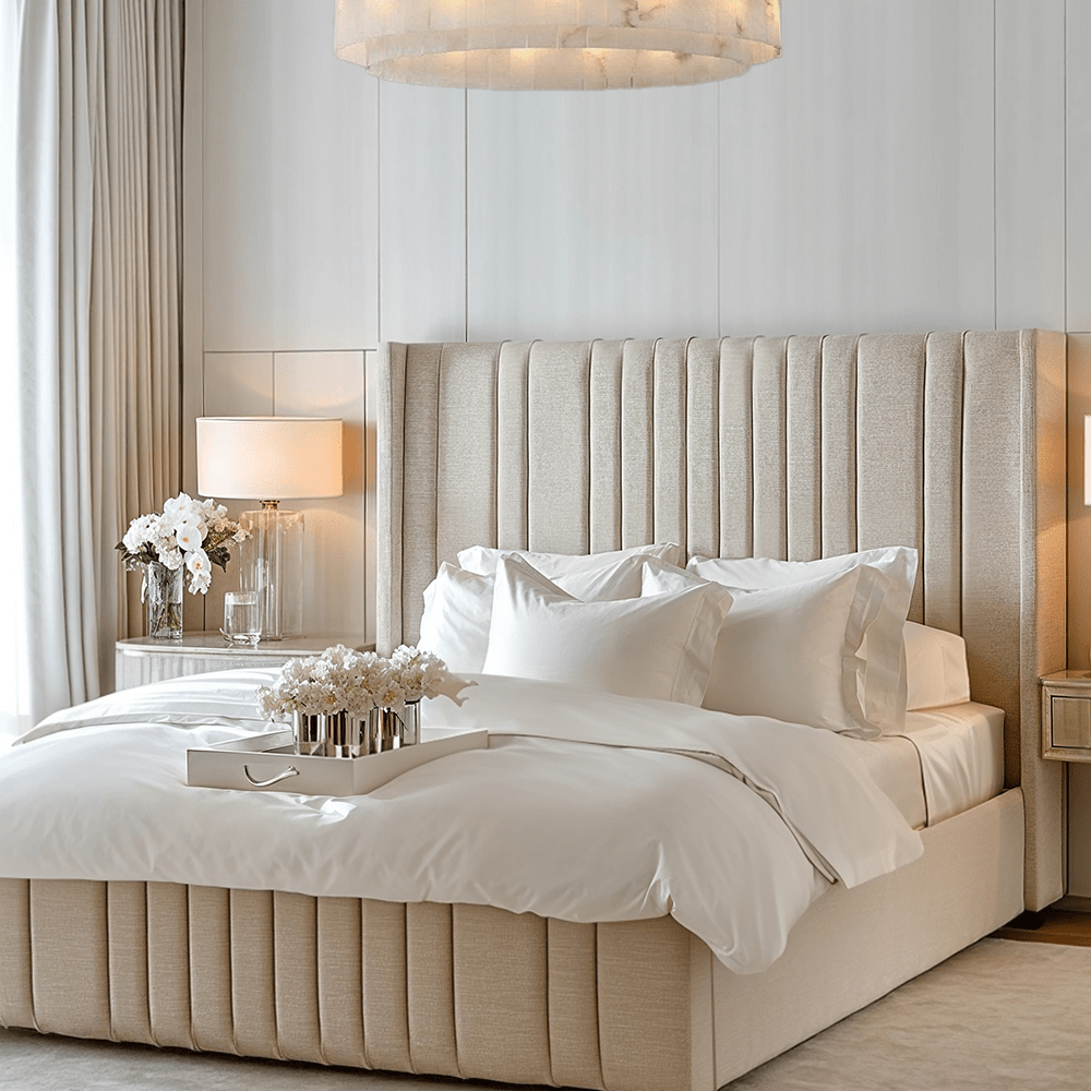 Faith Luxury Stone Textured Channelled Bed