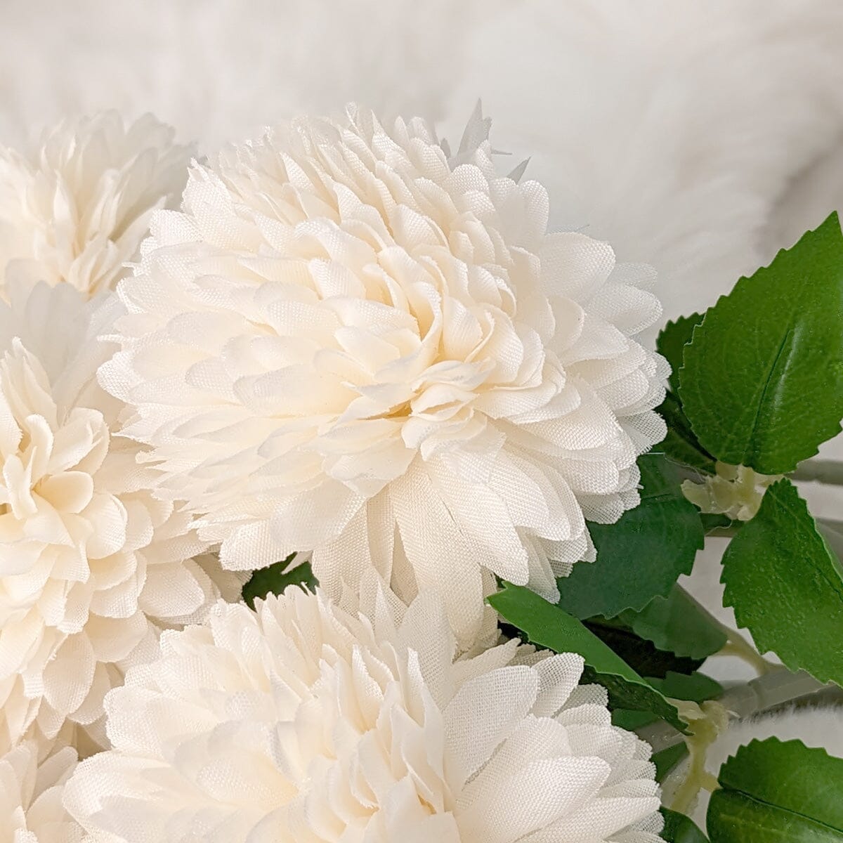 Faux Cream Chrysanthemum Bunch of 6 Florals Accessories