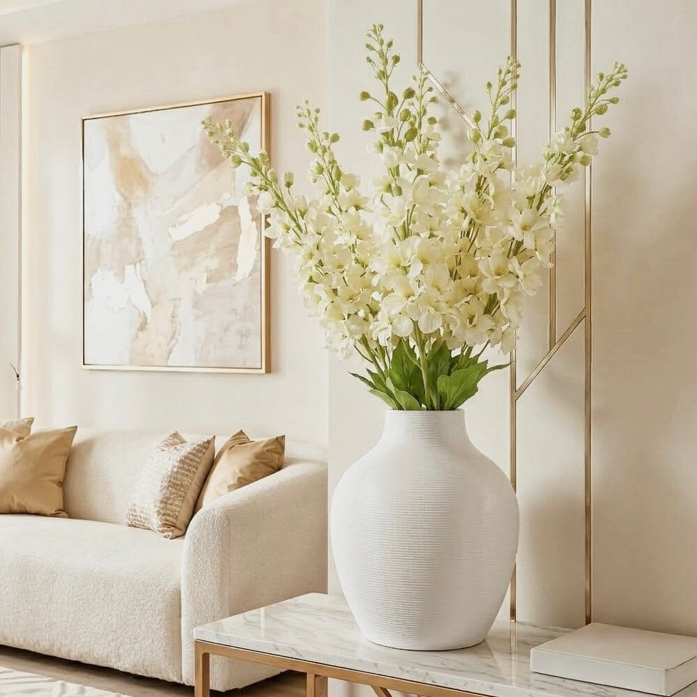 Faux Cream Delphinium Single Stem Floral Accessories