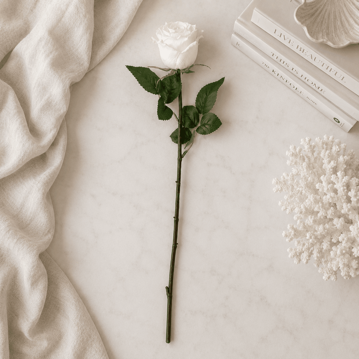 Faux Cream Rose Single Stem Floral Accessories