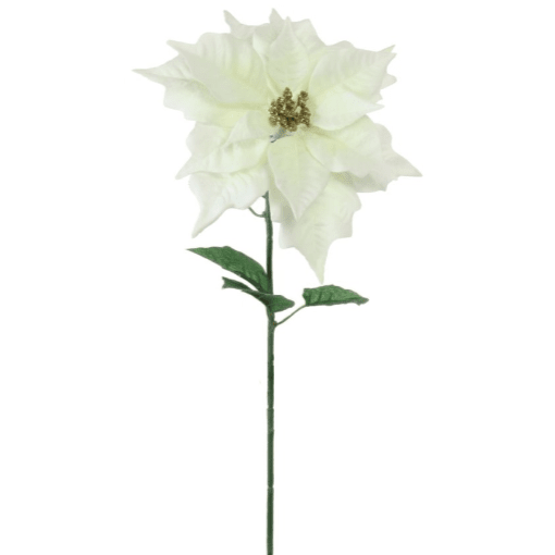 Faux Cream Velvet Poinsettia Single Stem Floral Accessories