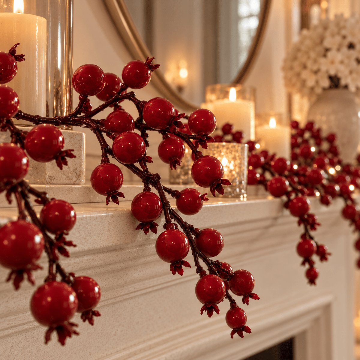 Faux Red Berry Decorative Garland - 1.8m Accessories