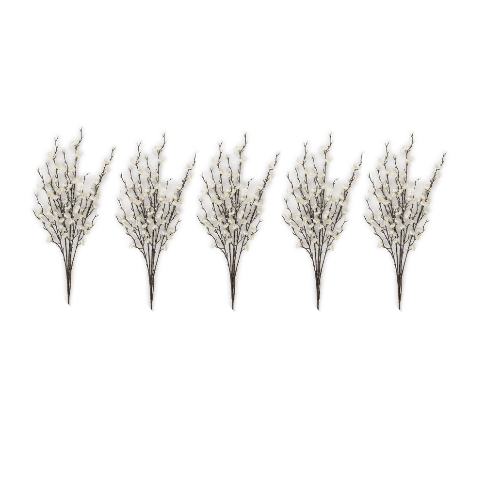 Faux White Blossom Single Stem Floral - Set of 5 Accessories