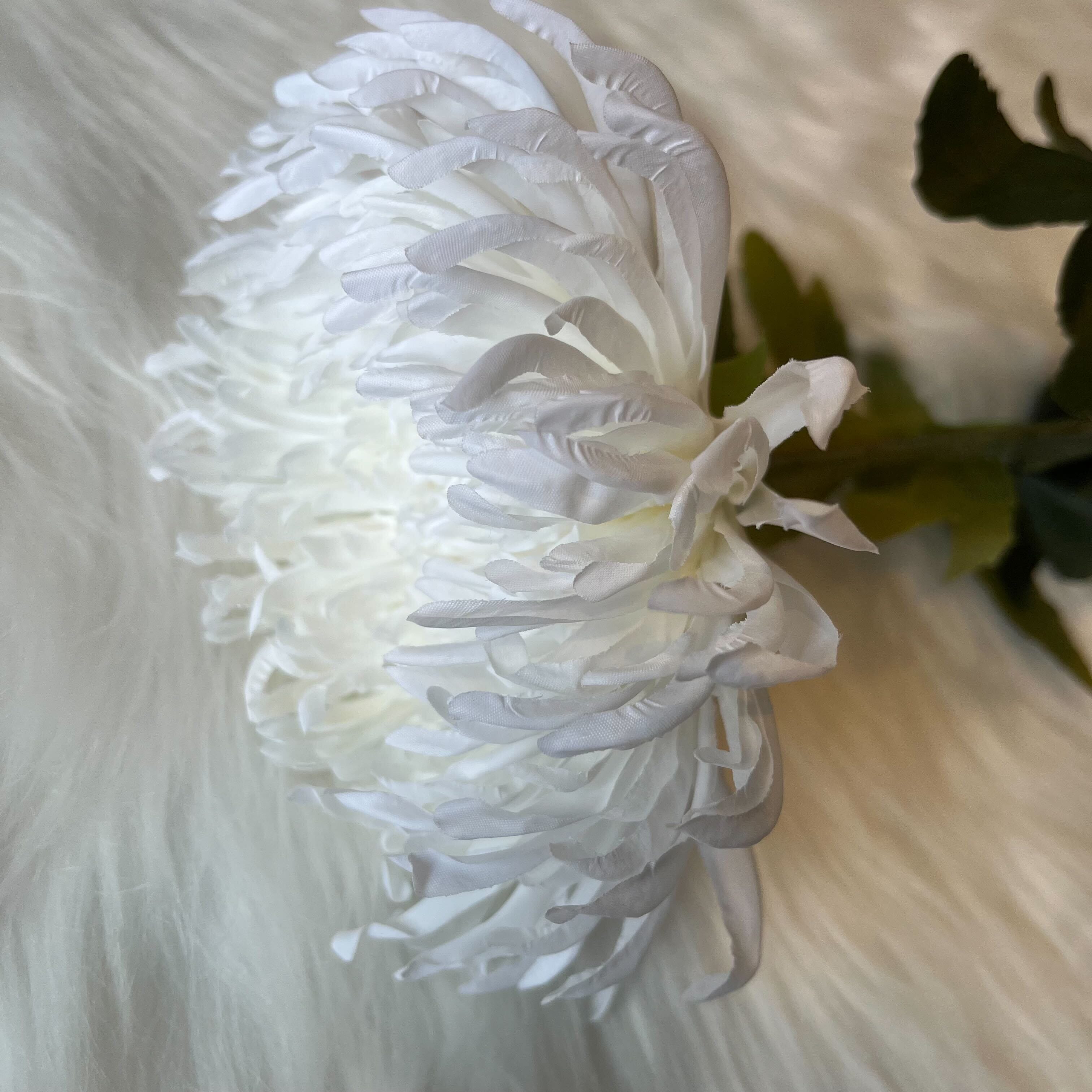 Faux White Chrysanthemum Single Stem Flower Accessories