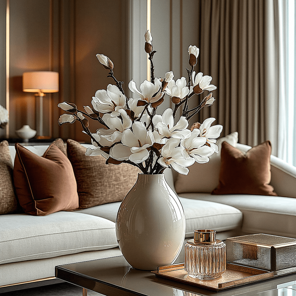 Faux White Magnolia Single Stem Floral Accessories