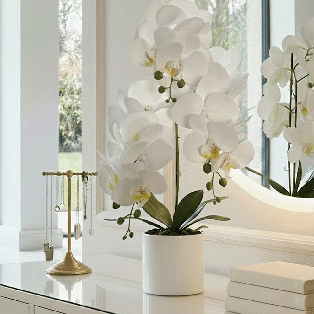Faux White Orchid in Ceramic Pot Accessories