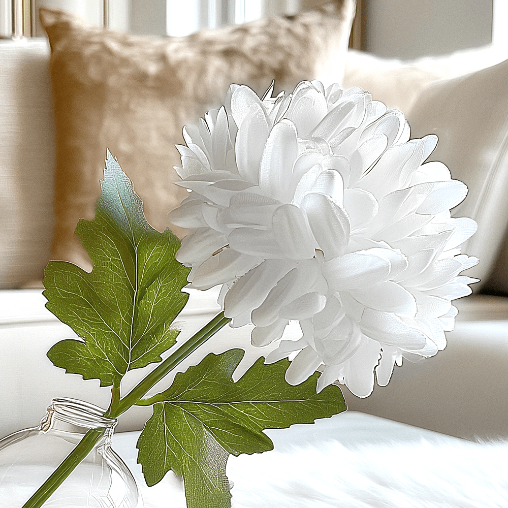 Faux White Pom Pom Single Stem Flower Accessories