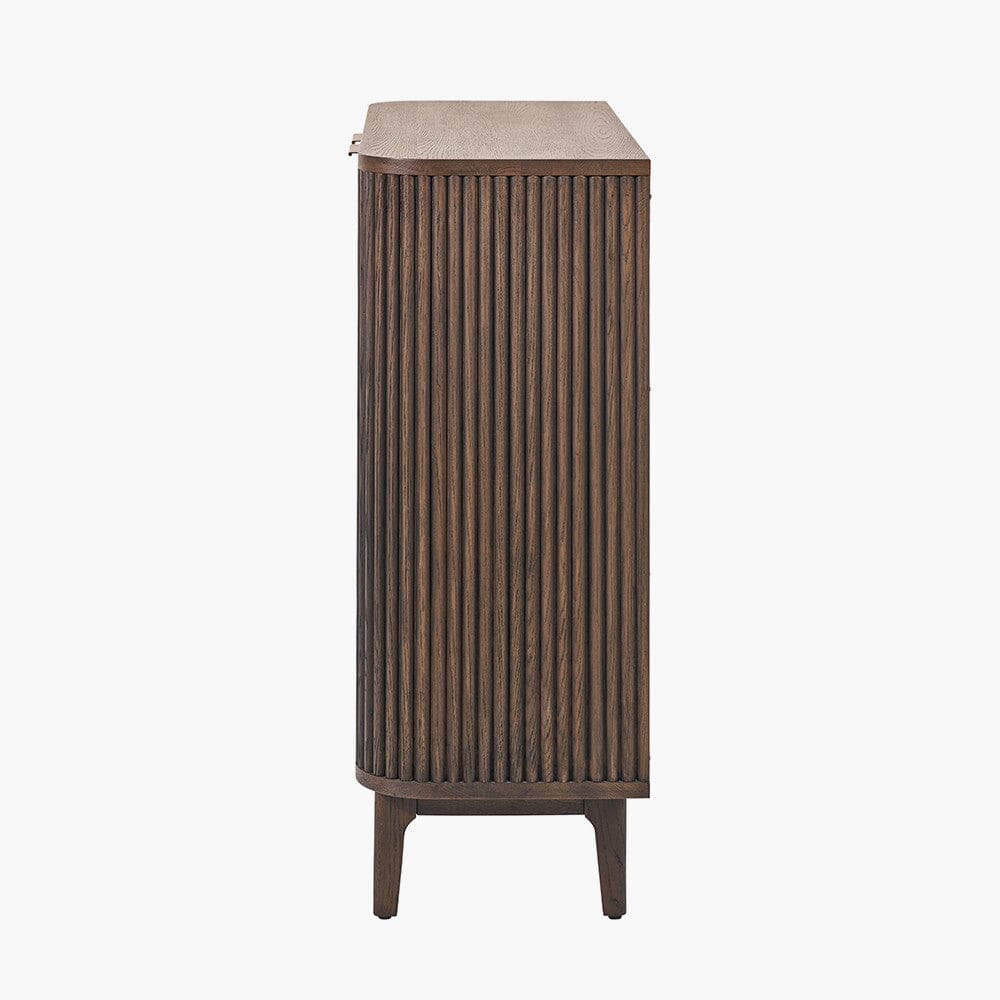 Felicity Dark Brown Ribbed Oak 2 Door Cabinet Furniture