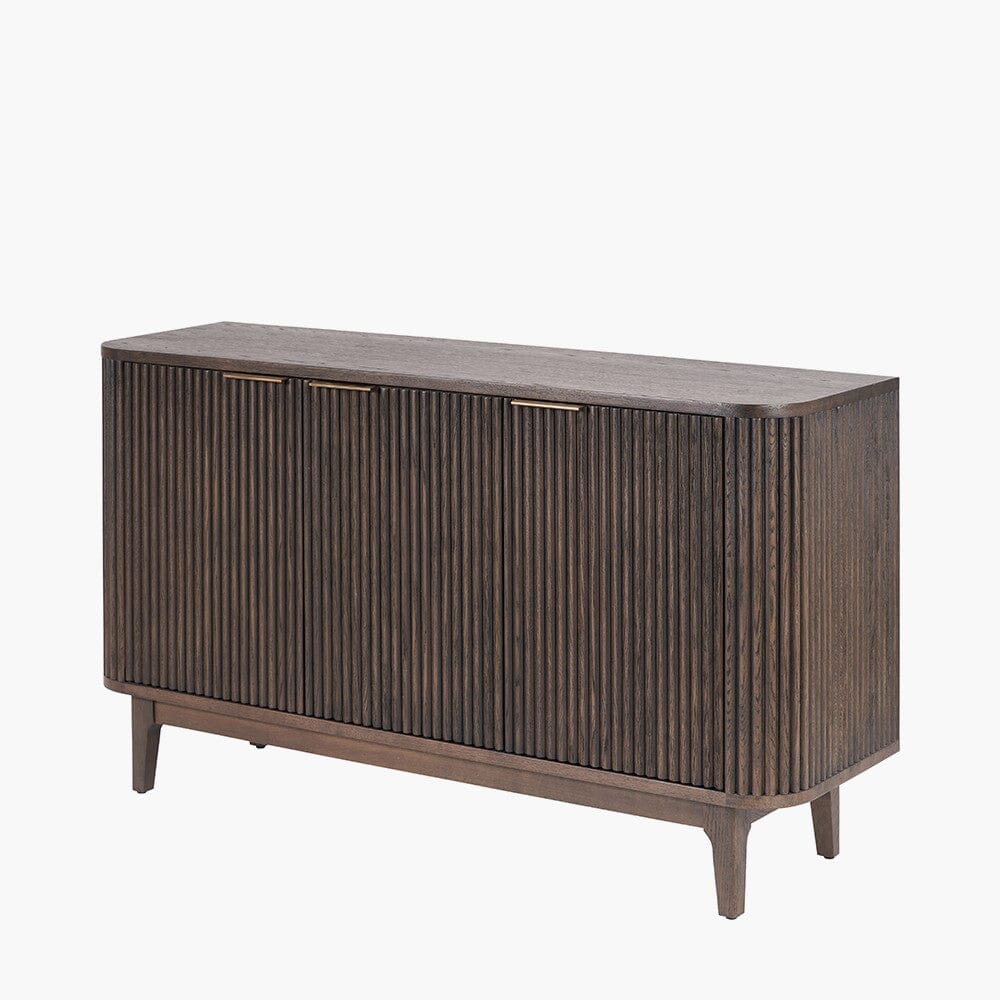 Felicity Dark Brown Ribbed Oak 3 Door Sideboard Furniture
