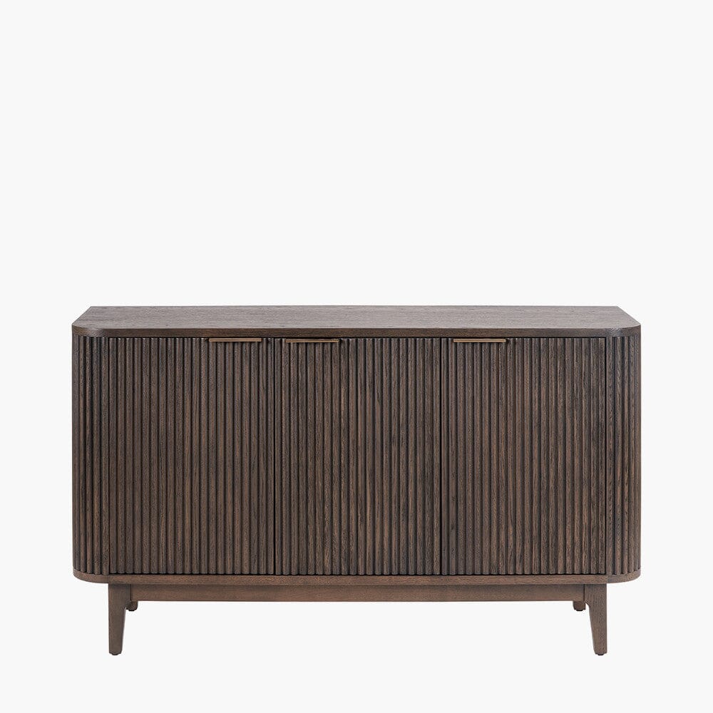 Felicity Dark Brown Ribbed Oak 3 Door Sideboard Furniture