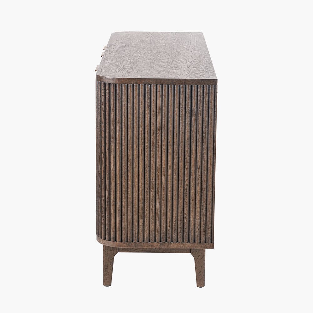 Felicity Dark Brown Ribbed Oak 3 Door Sideboard Furniture