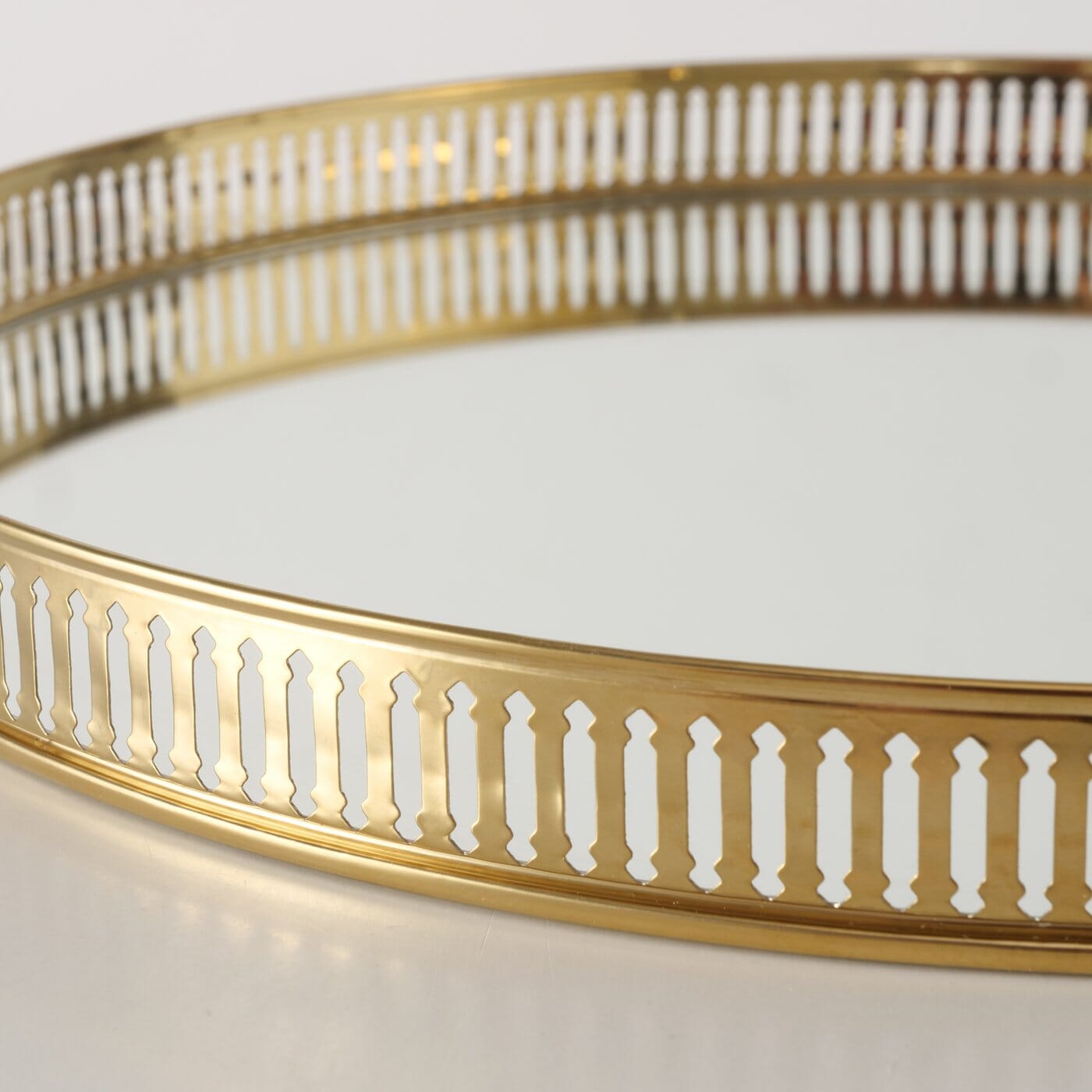 Fern Gold Mirrored Decorative Round Tray Accessories