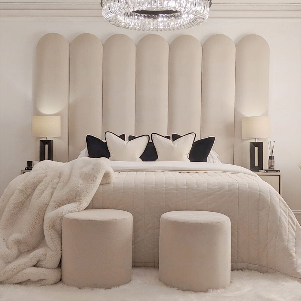 Florence Cream Curved Fluted Headboard with Adjustable Wings Beds and Headboards