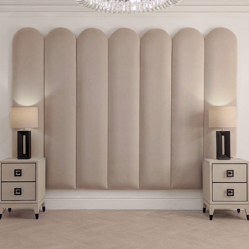 Florence Mink Curved Fluted Headboard with Adjustable Wings Beds and Headboards