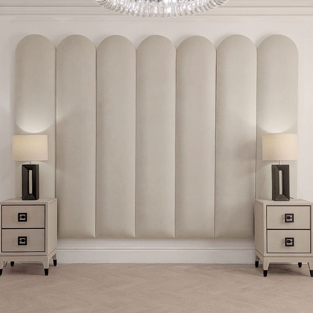 Florence Smoke Grey Curved Fluted Headboard with Adjustable Wings Beds and Headboards