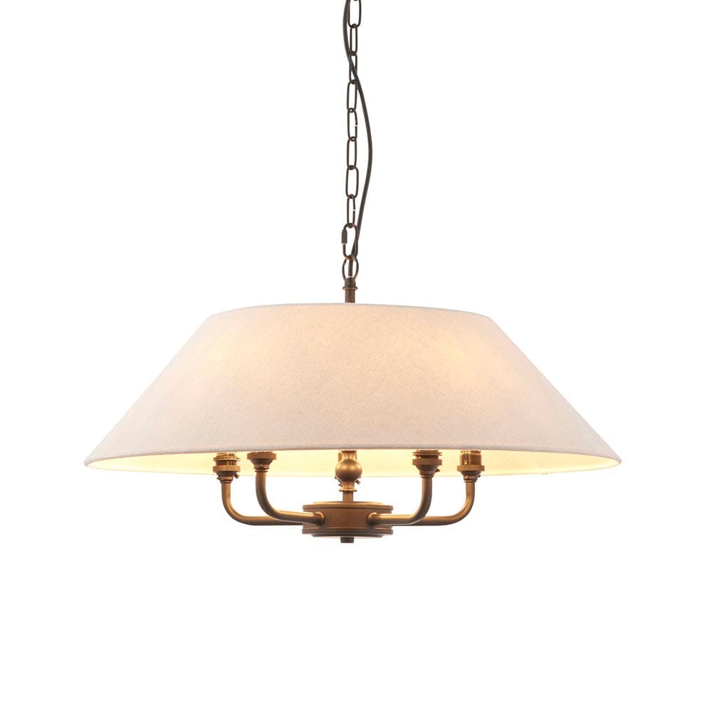Francesca Matt Black 5 Light Pendant Ceiling Light with Linen Shade Lighting