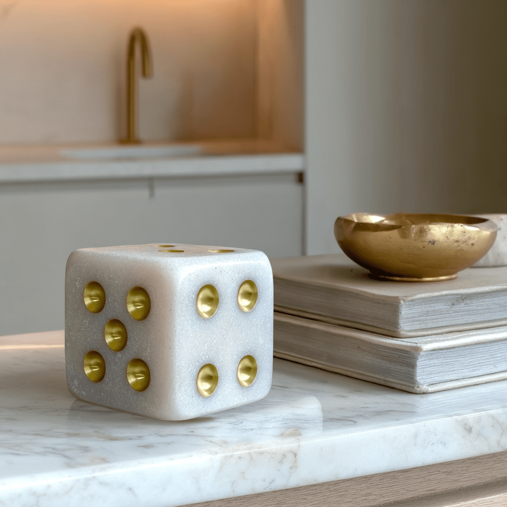 Gabrielle Mini Stone & Gold Decorative Dice Ornament Accessories