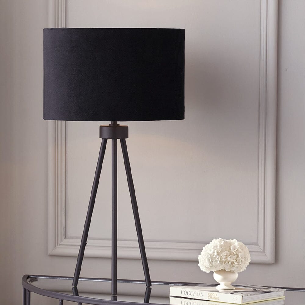 Gemini Matt Black Tripod Table Lamp Lighting
