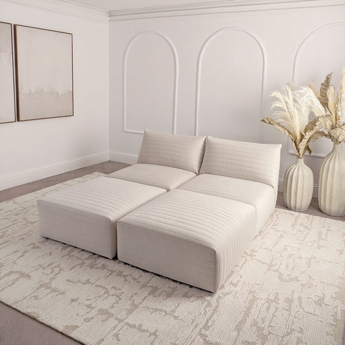 Geneva Cream Velvet Fluted Modular Sofa Range Sofa