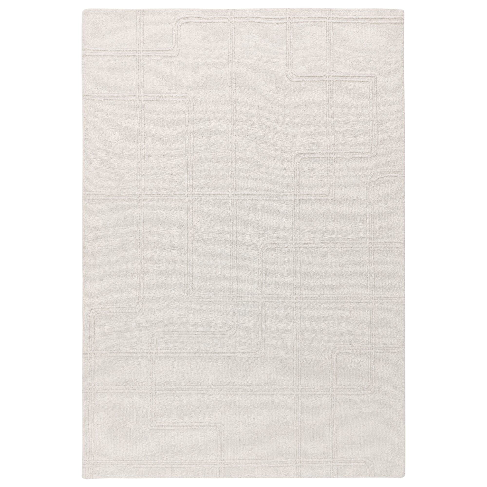 Geneva Ivory Wool Linear Patterned Rug Textiles