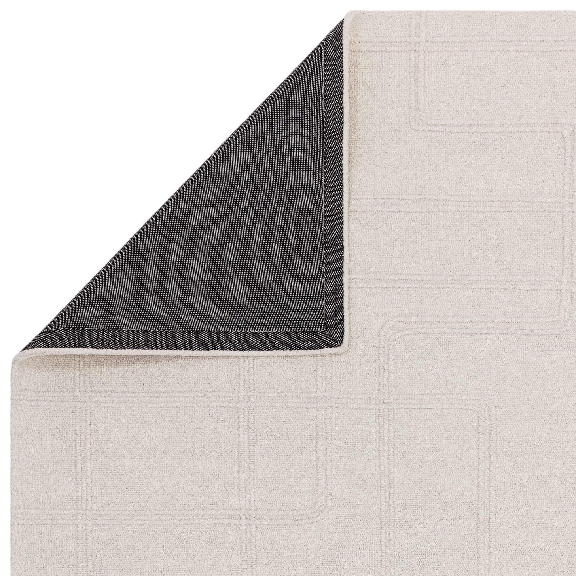Geneva Ivory Wool Linear Patterned Rug Textiles