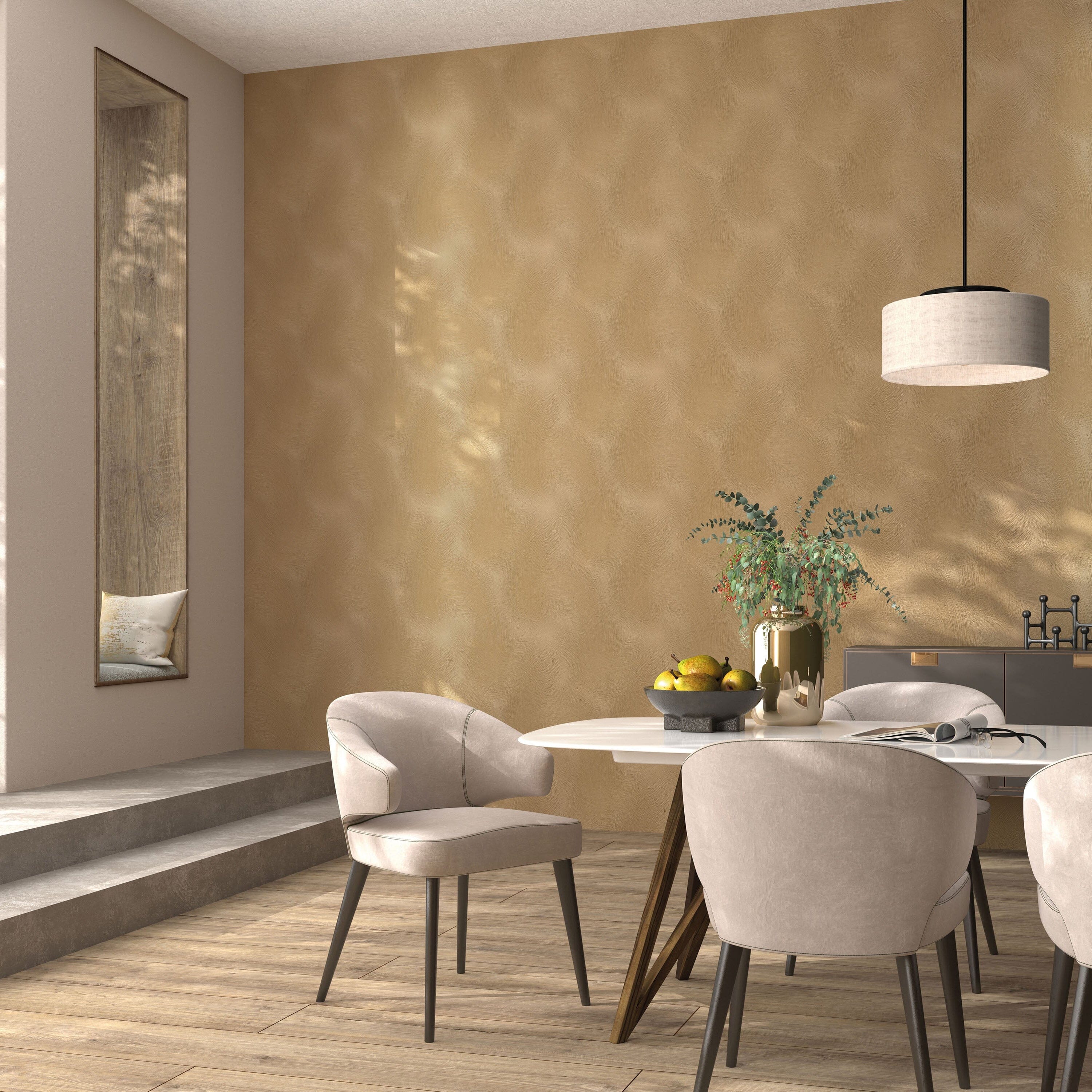 Genoa Gold Metallic Wispy Abstract Lines Patterned Wallpaper Home Improvement