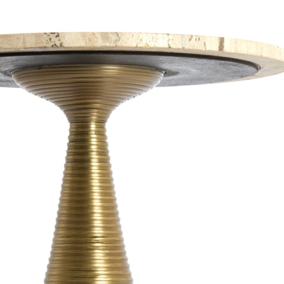 Gio Antique Brass Side Table with Travertine Top Furniture