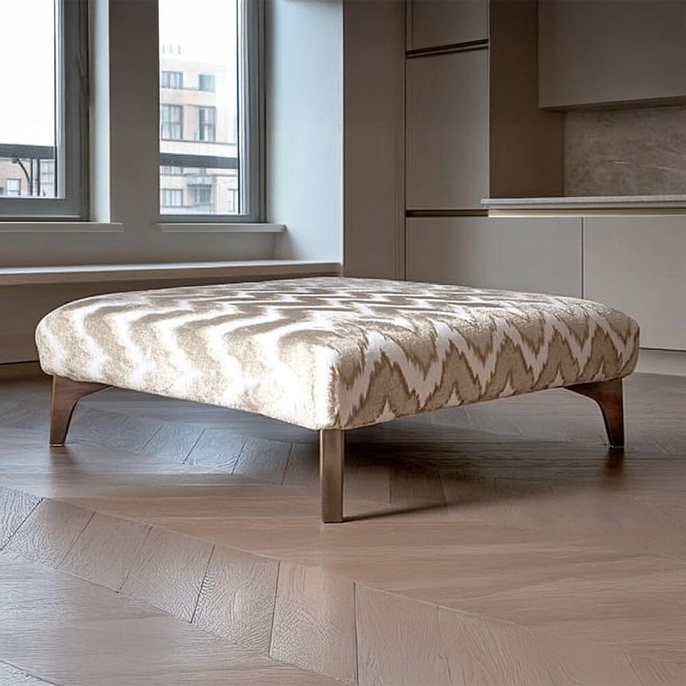 Gisele Mink Patterned Footstool with Walnut Legs Sofa