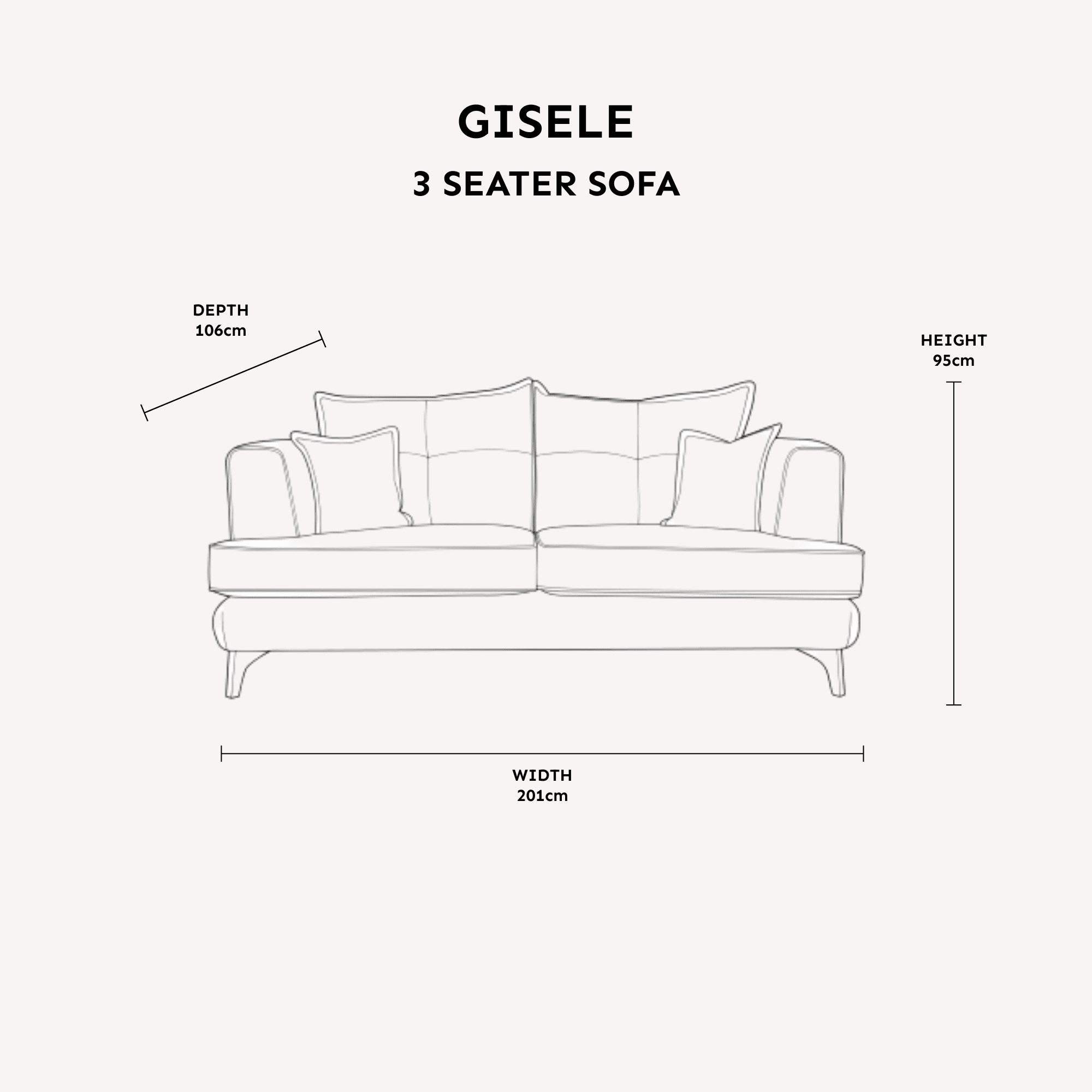 Gisele Oyster & Taupe Textured Chenille Sofa Range with Walnut Legs