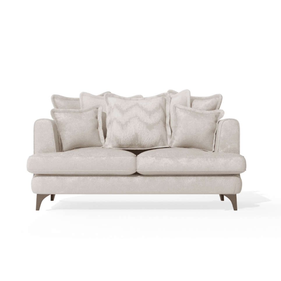 Gisele Oyster Textured Chenille, Pillowback Sofa Range With Walnut Legs Sofa 3 Seater Sofa