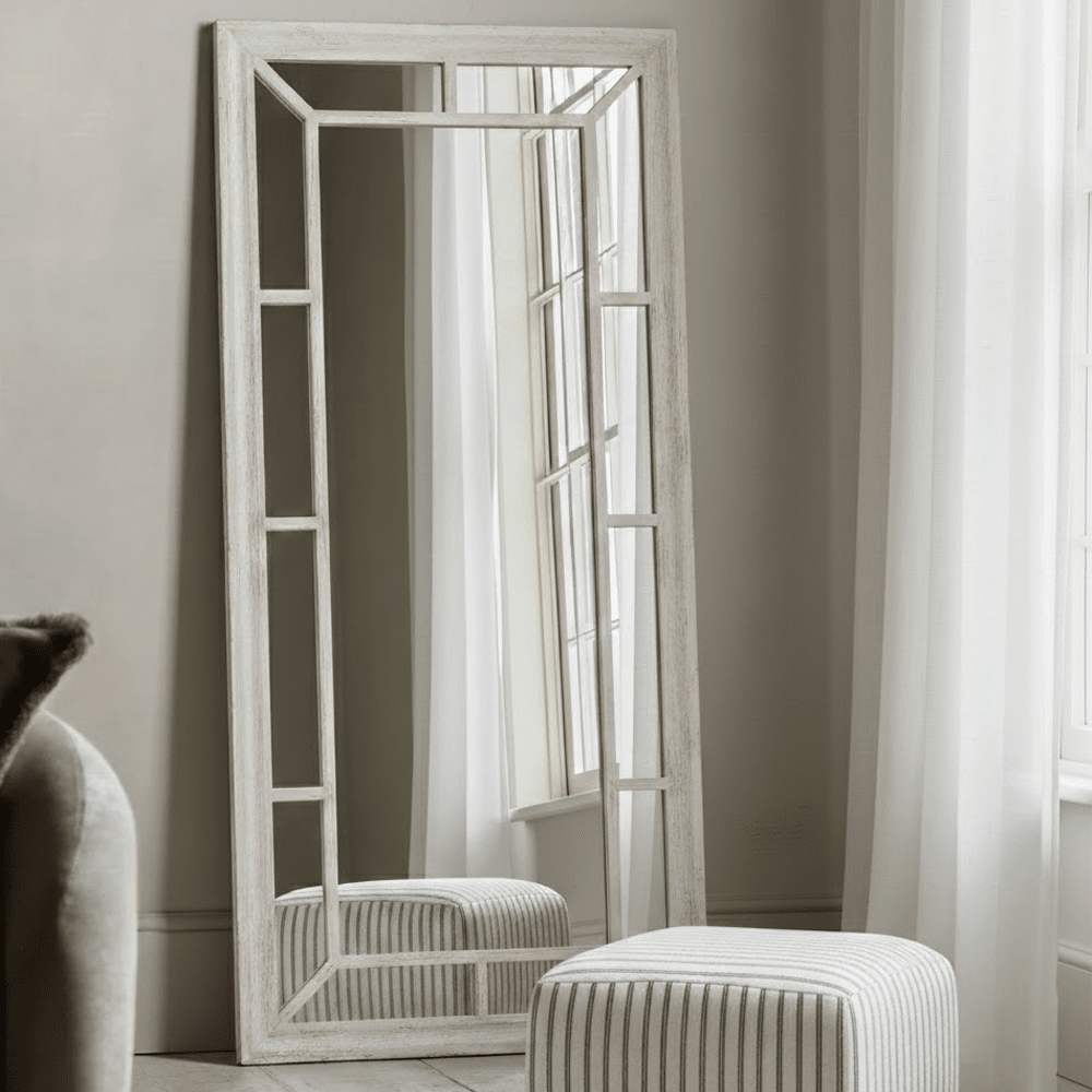 Godard Large Washed Wood Window Mirror Accessories